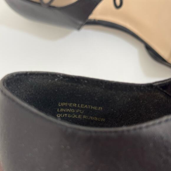 Aldo Black Leather Ankle Strap Pointed Toe Ballet Flats Size 7 - Picture 6 of 9